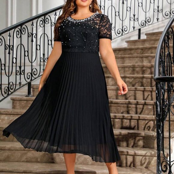 Shein Curve  Plus Size Black Evening Dress Size 2XL - Picture 1 of 8